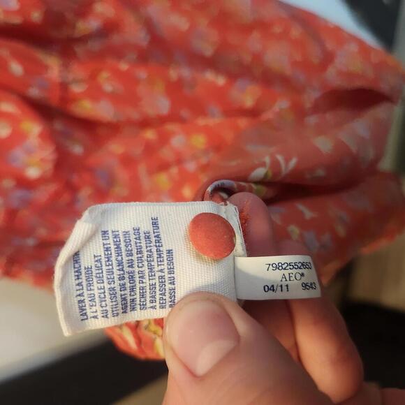 AEO Cute Floral Red/Orange Summer Mini Dress- Size 4 - Picture 7 of 9